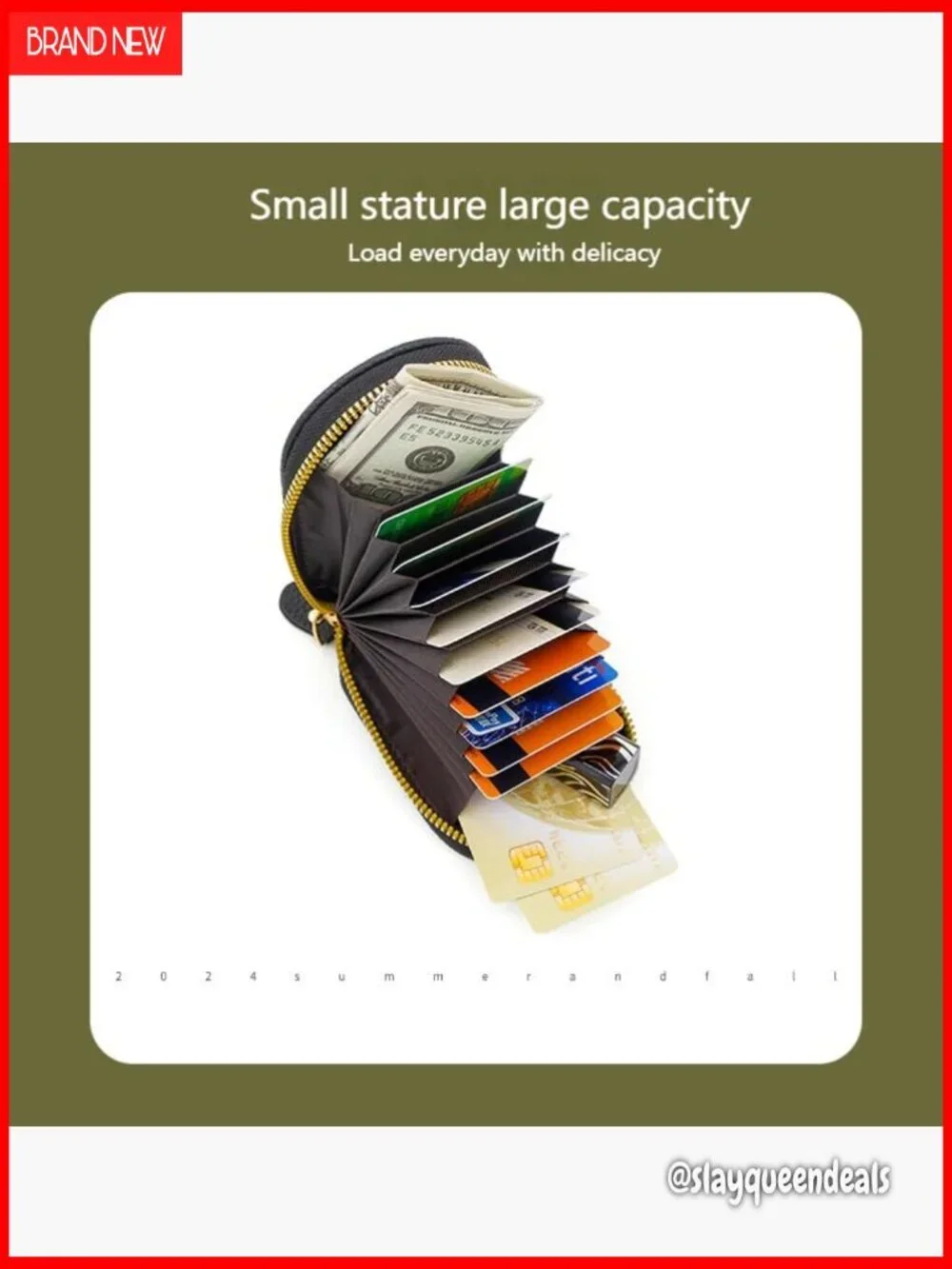 RFID Blocking Leather Card Holder with Zipper Closure, Compact Design